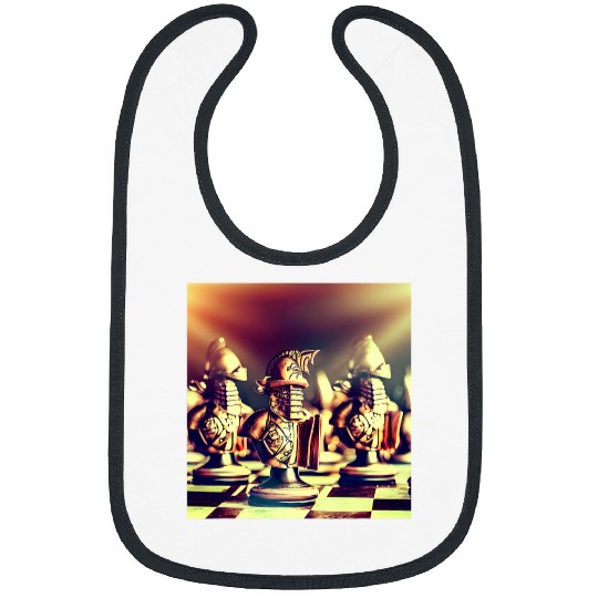 Pawns in medieval armor on a chessboard Chess AI art Bibs