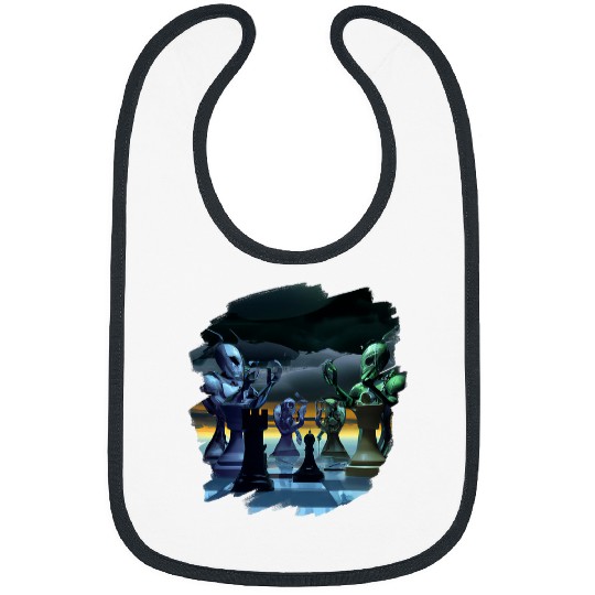 Aliens Playing Chess Space Artistic Chess Player Board Game Bibs