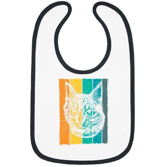 Cat face drawing retro Bibs