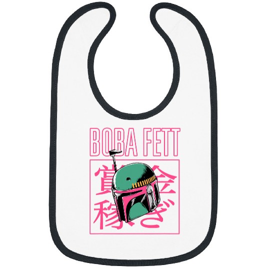 Star warss The Book Of Boba Fett Helmet Neon Kanji Big Logo Bibs