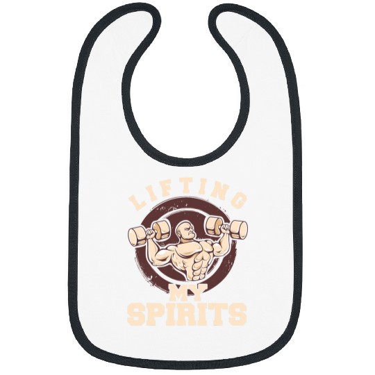 Lifting My Spirits Funny Weightlifting Gym Meme Bibs
