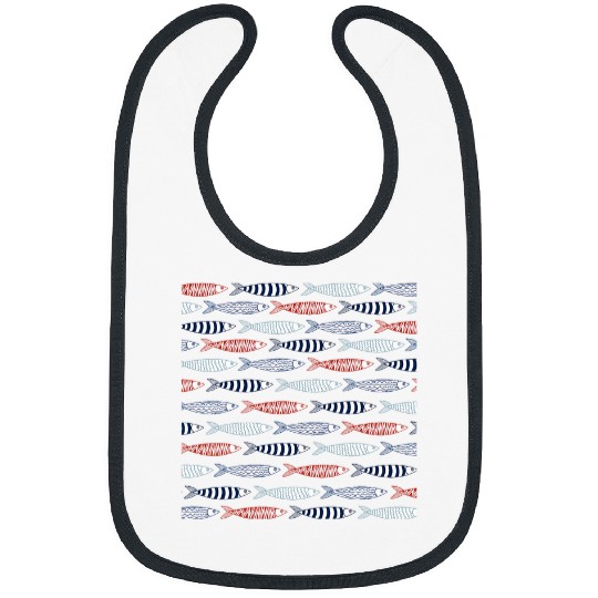 Decorative Mediterranean Sardines Fish Pattern Bibs