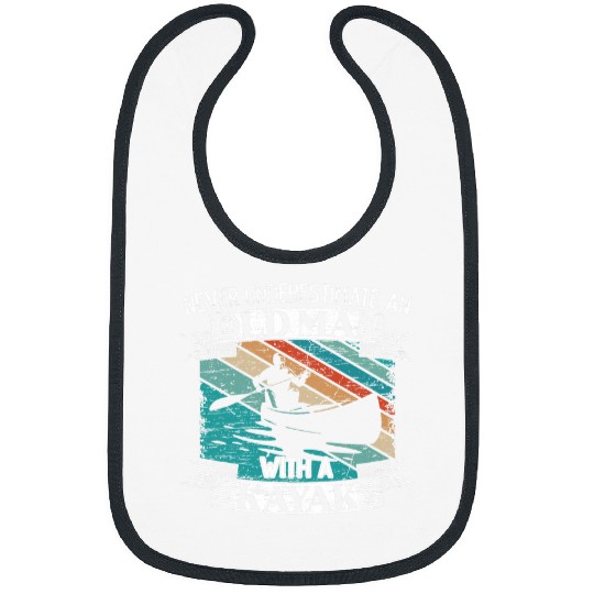 Old Man With A Kayak Kayaking Kayaker Grandpa Boat Paddling 1 Bibs