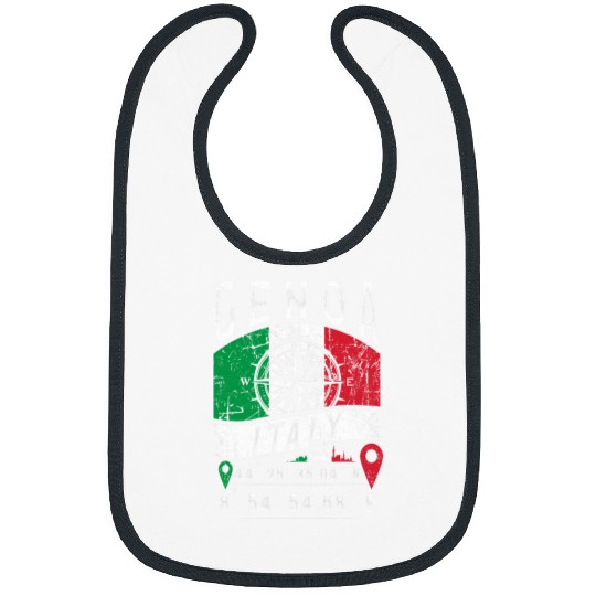 Genoa Italy Flag Italia GPS Coordinates Of Genoa Italian Bibs