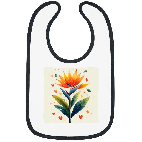 Bird Of Paradise Flowers With Hearts Around Boho Graphic Bibs