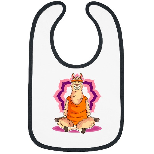 Llama with Headband Sitting and Meditating Funny Yoga Bibs