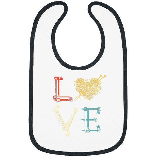 Graphic Tee Retro Love Knitting vintagess Ball of Yarn Bibs