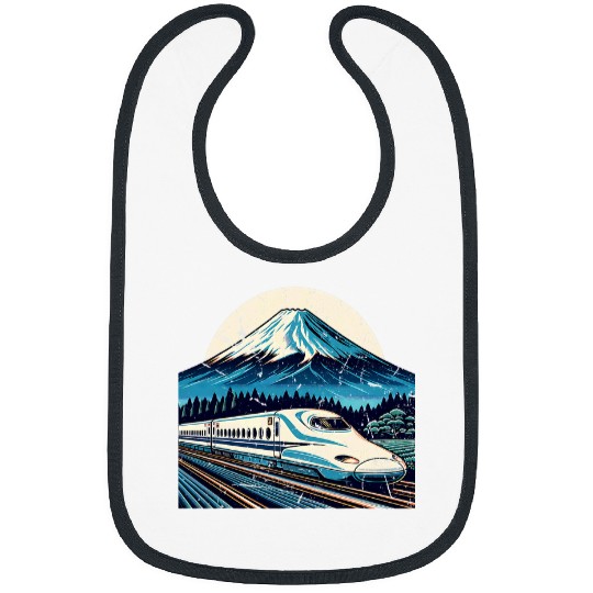 Bullet Train Mount Fuji Japanese Souvenir HighSpeed Rail Bibs