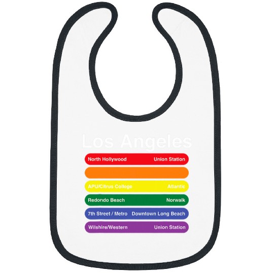 Los Angeles Pride Rainbow Flag Color Metro Train Lines LGBTQ Bibs