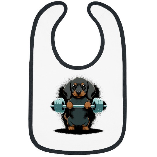Dachshund Weightlifting Dog Funny Fitness Gym Dachshund Bibs