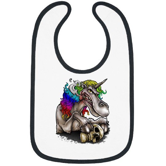 Unicornss Cigar Rainbow Face Skull Meme for Adults Bibs
