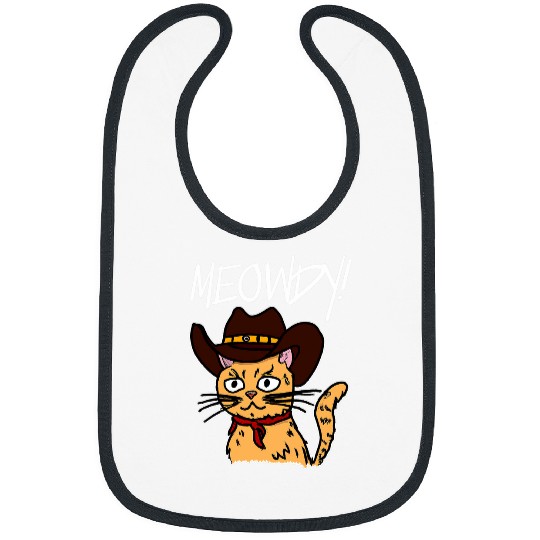 Meowdy Cat Cowboy Howdy Wearing A Cowboy Hat Meme Drawing Bibs