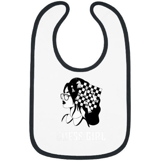 Womens Chess Girl Thinking Chess Player Chess Club Chessboard Lover Bibs