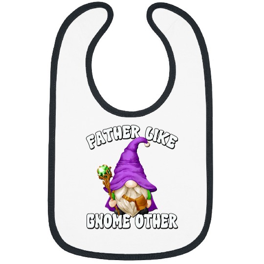 Mens Funny Fathers Day Gnome In Magician Costume For Wizard Dad Bibs