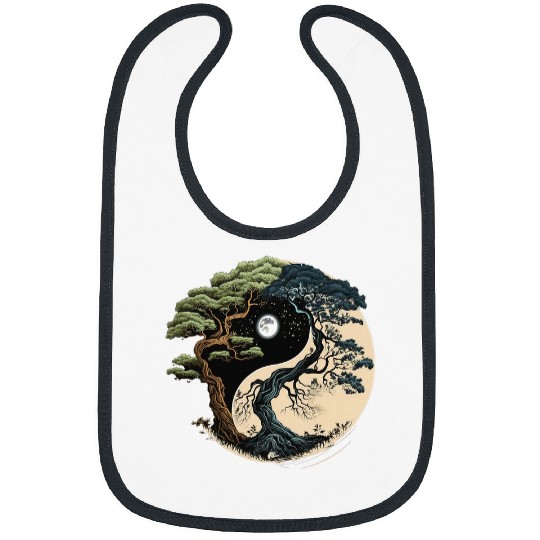 Yin Yang Tree of Life on Buddhist Bonsai Tree Bibs