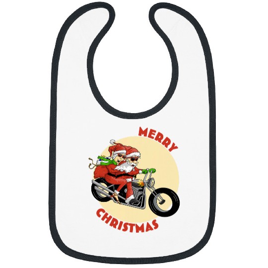 Mr and Mrs Claus on Motorcycle Christmas for Biker Couples Bibs