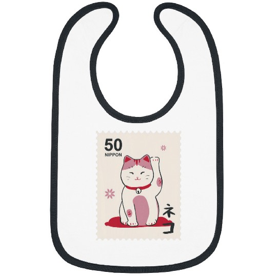 Nippon Japan 20 Japanese Stamp Japanese Beckoning Cat Bibs