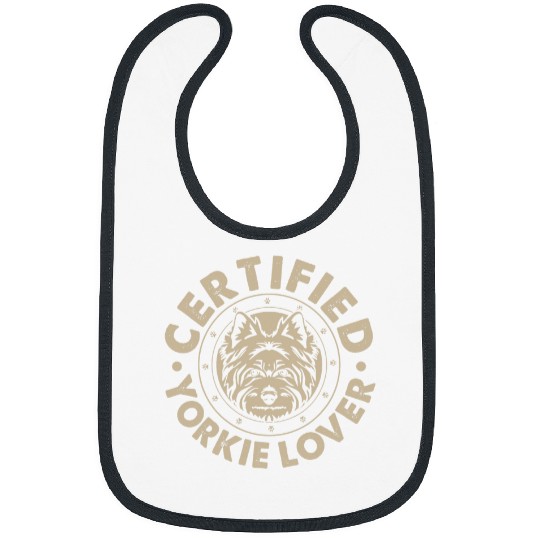 Funny Certified Yorkie Lover Stamp Emblem Approving Bibs
