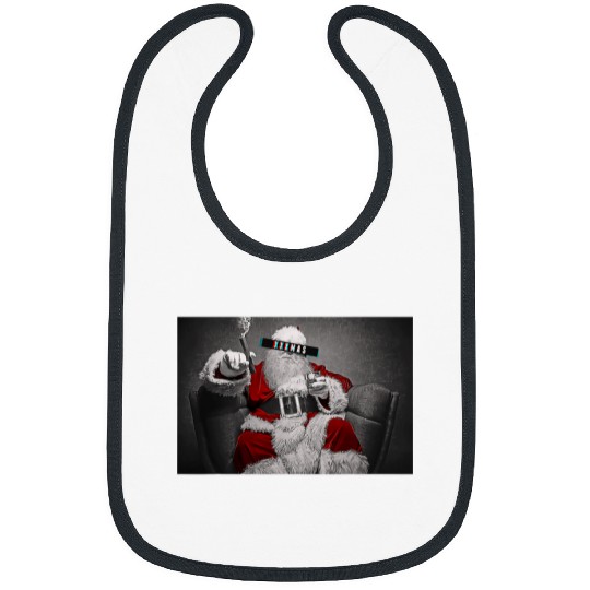 XXxmasss Funny Santa Claus Whisky Cigar Glitch Bibs