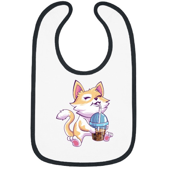 Anime Cat Boba Bubble Tea Japanese Kawaii Boba Milk Tea Neko Bibs
