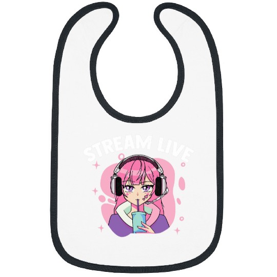 Anime Gamer Stream Live Milk Tea Otaku Manga Bibs
