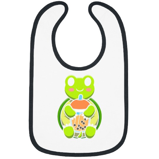 Bubble Milk Tea Turtle Cute Turtle Drinking Boba Milk Tea 1 Bibs