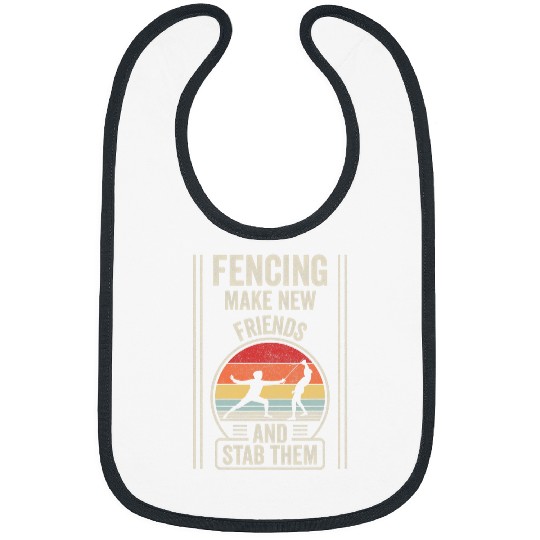 vintagess Retro Fencing Make New Friends And Stab Them Bibs