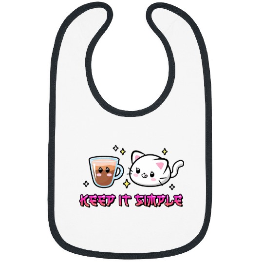 Cat Coffee Cute Kawaii Keep It Simple Japanese Anime Bibs