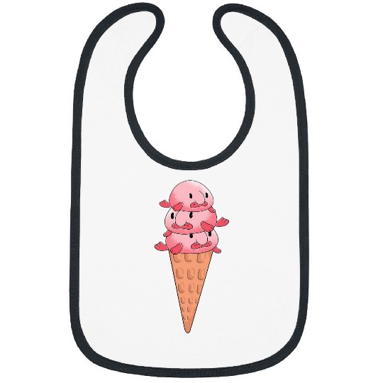Funny Blowfish in ice cream waffle Blobfish Bibs