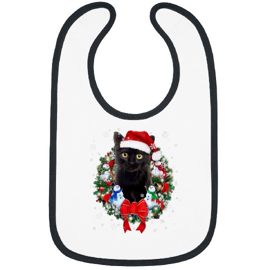 Cat Christmas Wreath Ornament Decoration Kitten xmass Santa Bibs