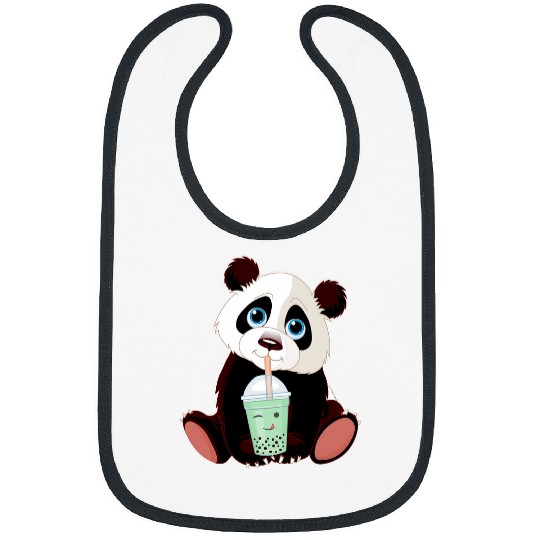 Boba Tapioca Pearls Bubble Milk Tea Drink Panda Lover Bibs