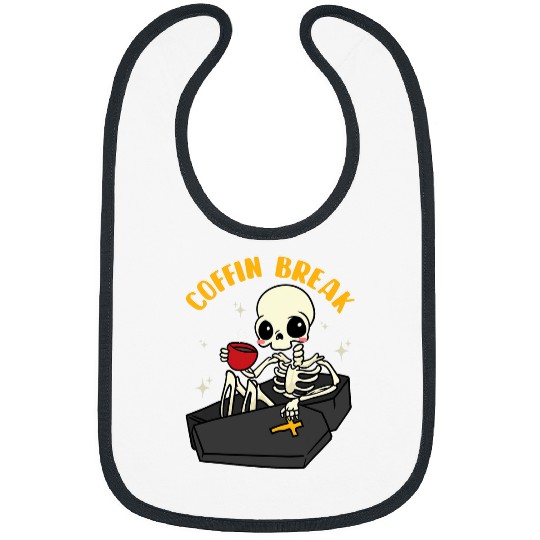 Funny Coffin Break Skeletons Coffee Mortician Funeral Bibs