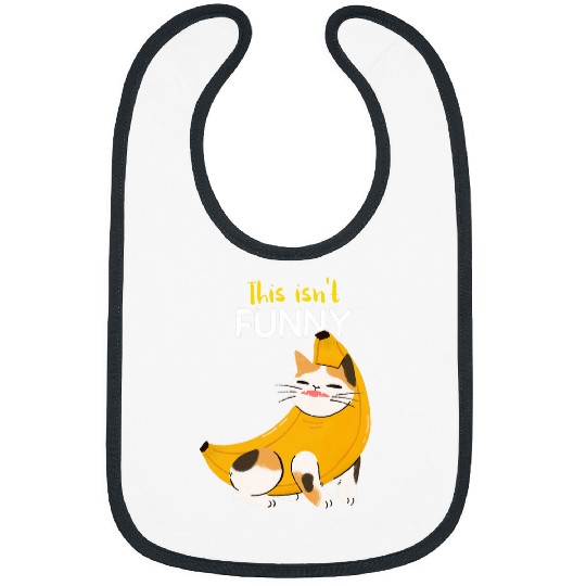 Cat Banana Kitty Funny Gift Black Bibs