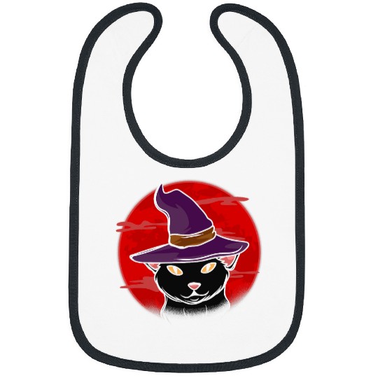Halloween Scary black cats Blood Moon Bibs