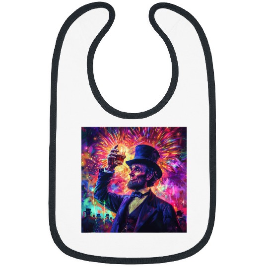 Abraham Lincoln Drinking Beer Funny USA American Flag July 4 15 Bibs