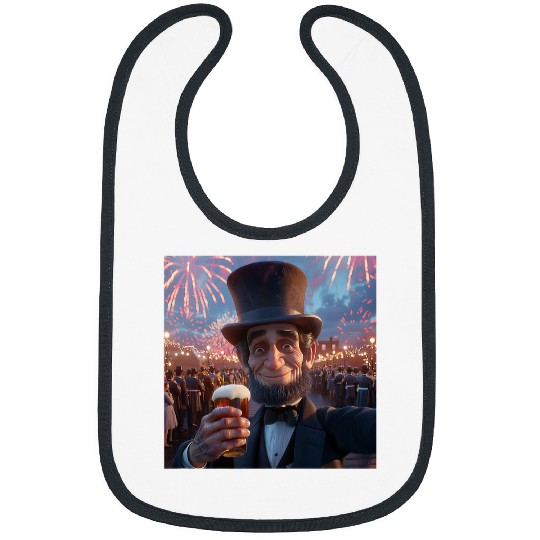 Abraham Lincoln Drinking Beer Funny USA American Flag July 4 30 Bibs