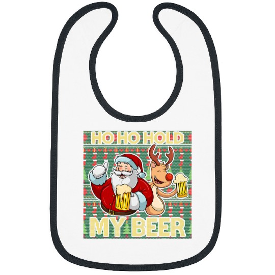 Santa Rudolph Drink Ho Ho Hold My Beer Ugly Christmas Bibs