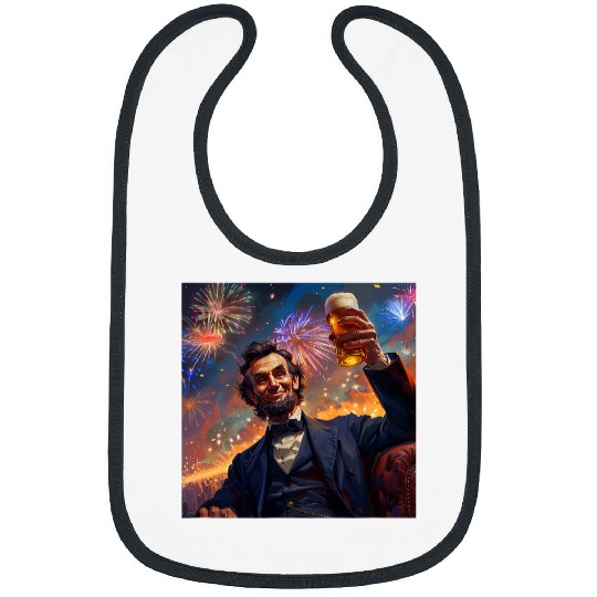 Abraham Lincoln Drinking Beer Funny USA American Flag July 4 4 Bibs