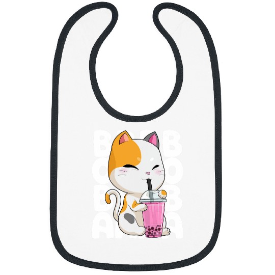 Bubble Tea Cat Boba Tea Kitten Anime Kawaii Milk Tea Drink Bibs