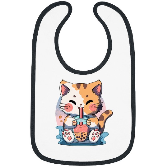 Cat Bubble Tea Boba Milk Tea Kawaii Anime Lover 1 Bibs