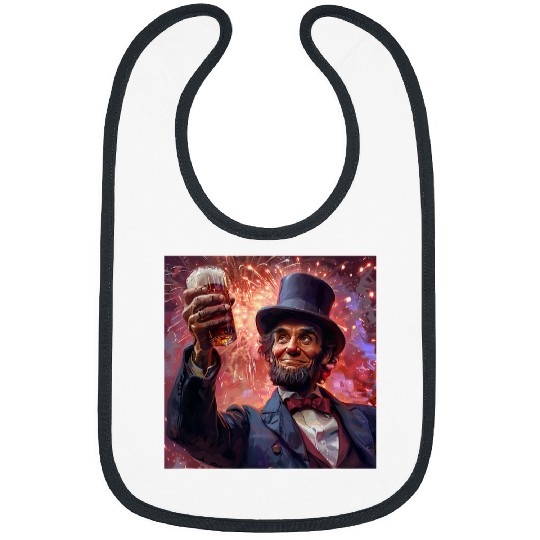 Abraham Lincoln Drinking Beer Funny USA American Flag July 4 18 Bibs