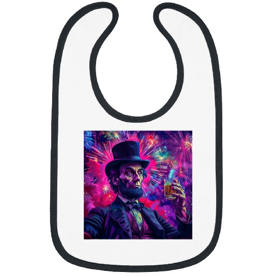 Abraham Lincoln Drinking Beer Funny USA American Flag July 4 29 Bibs