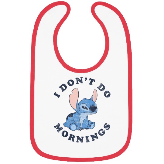 Disney Lilo Stitch I Dont Do Mornings Distressed Bibs