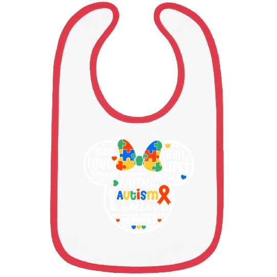 Autism Minnie Mouse Bibs, Autism Disney Bibs, Matching Autism Bibs