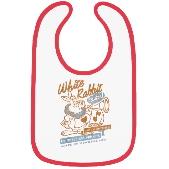 Disneyss Alice In Wonderland White Rabbit Outlined Text Poster Bibs