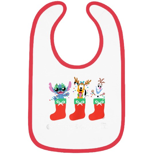 Disneyss 100 Stitch Pluto Olaf Christmas Be Merry Bright Bibs