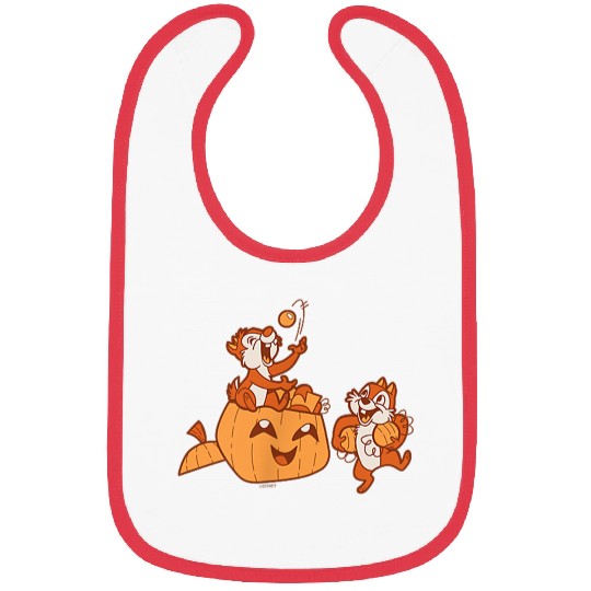 Disneyss Chip N Dale Halloween Pumpkin Bucket Corner Art Bibs