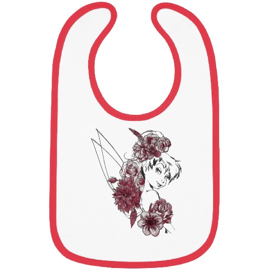 Disneyss Peter Pan Tinkerbell Flowers Floral Outline Bibs