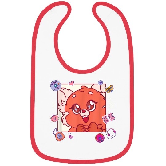 Disneyss And Pixarss Turning Red Fluffy Cute 90s Panda Mei Bibs