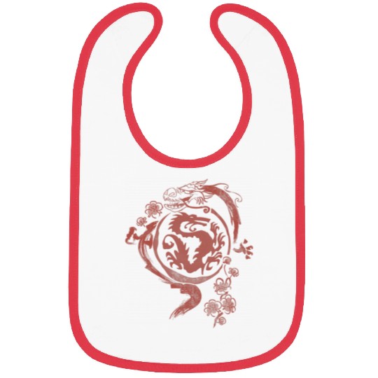 Disney Mulan Mushu Red Ink Wash Dragon Bibs